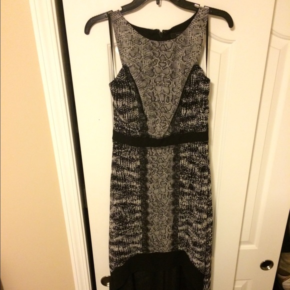BCBGMaxazria Sienna High Low Dress in Black White - Picture 3 of 4